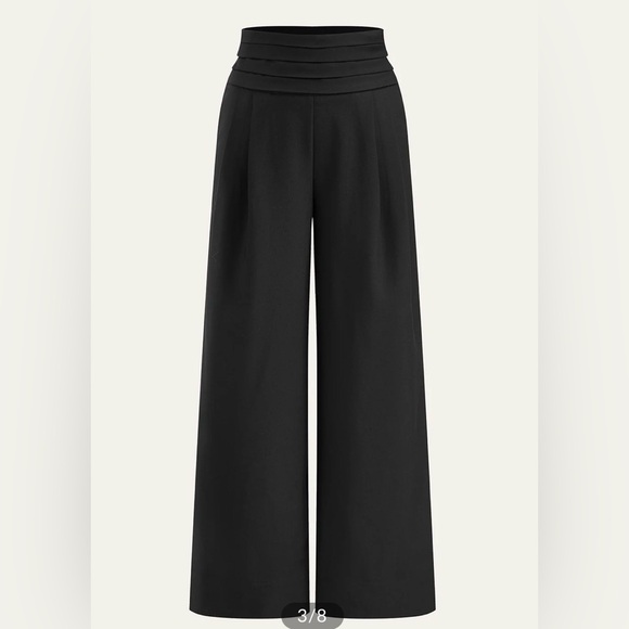 NWT Commense High-Waist Pleated-Waistband Wide-Leg Pants Sz XS black - Picture 3 of 4